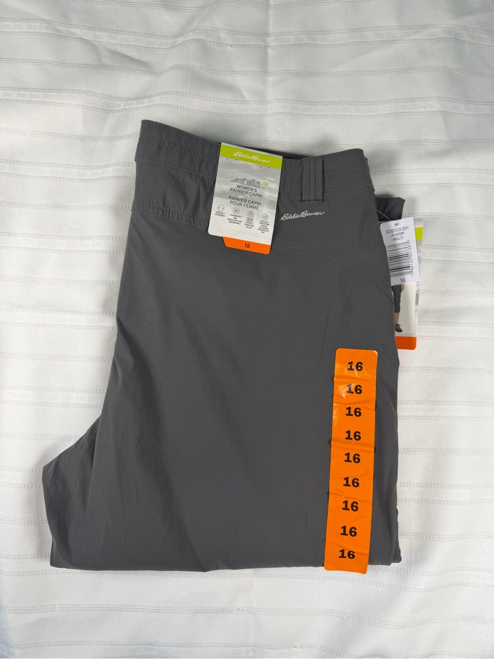 Eddie Bauer Rainier Gray Cargo Capris 16 NWT UPF 50+ Water Repellent Hiking